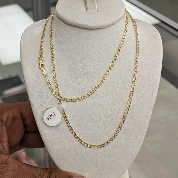 14kt Real Gold Cuban Curb Diamond Cut Chain 2.2mm 22 Inch